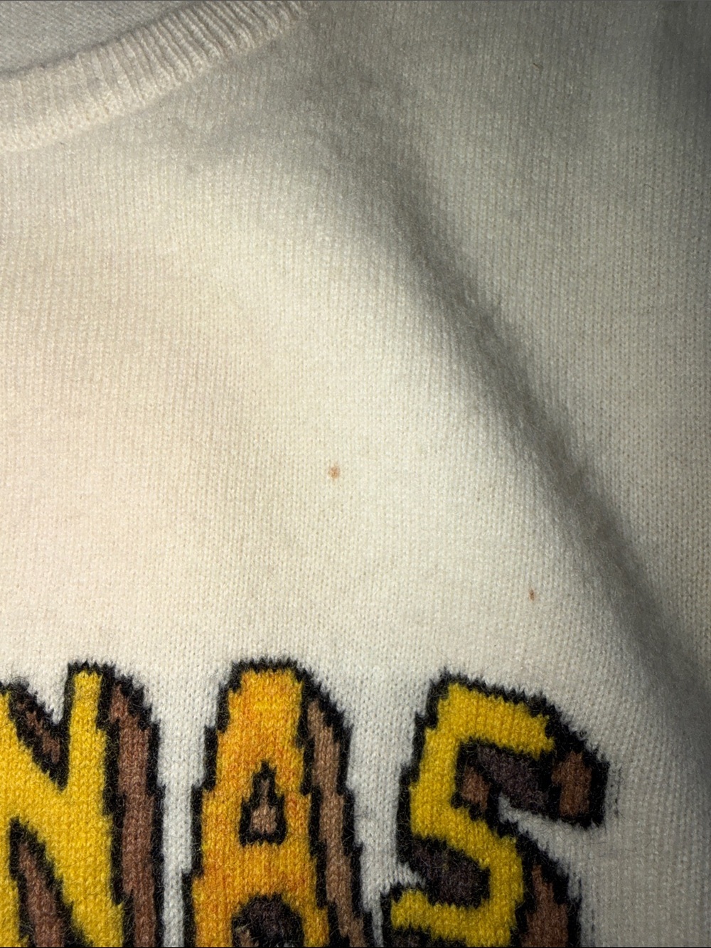 KULE Cream Crewneck Sweater with Yellow BANANAS Graphic - Picture 4 of 11